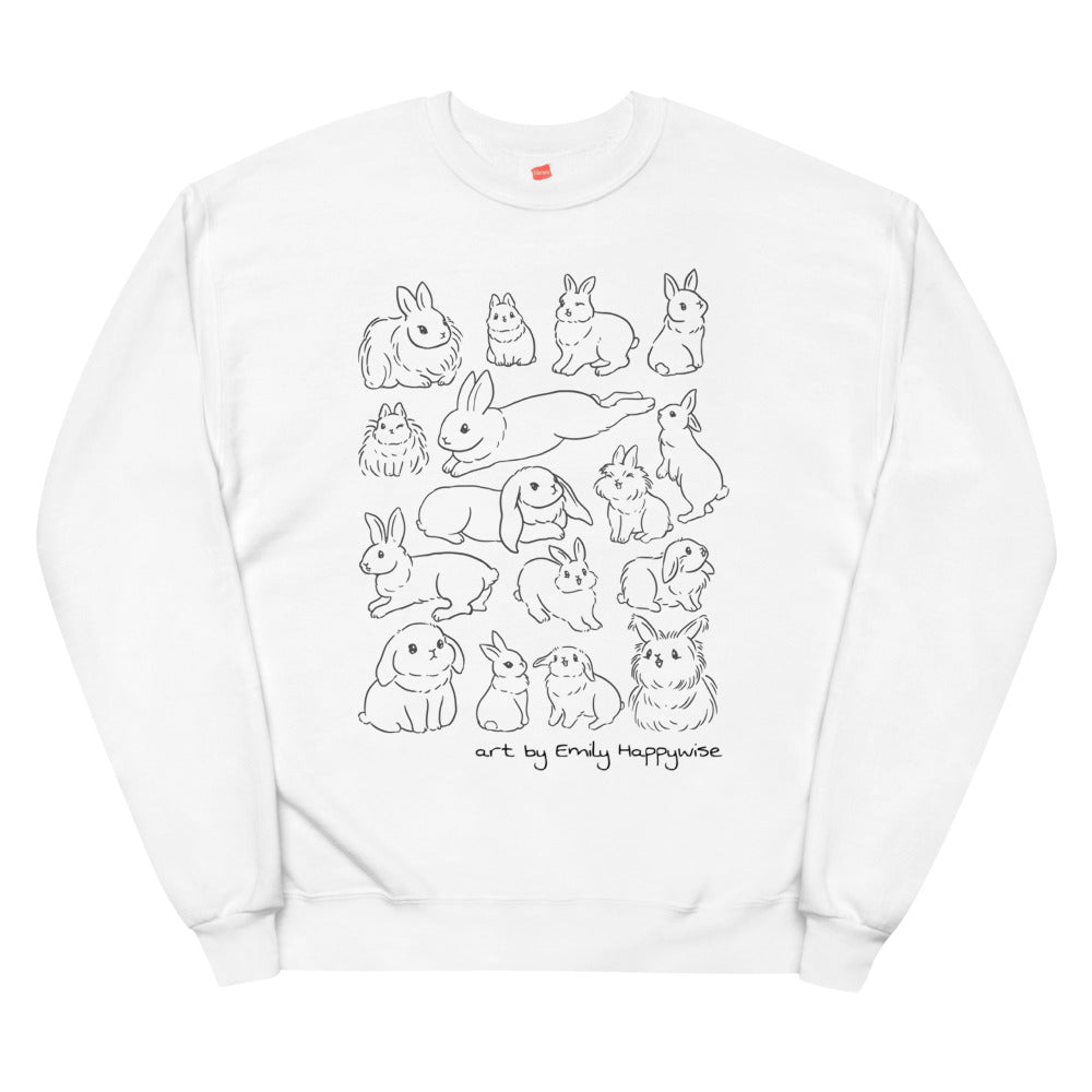 Bunny Breeds(line art) Unisex fleece sweatshirt